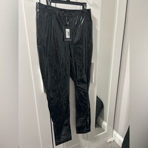 PrettyLittleThing Black Patent Vinyl Pants | Size 10